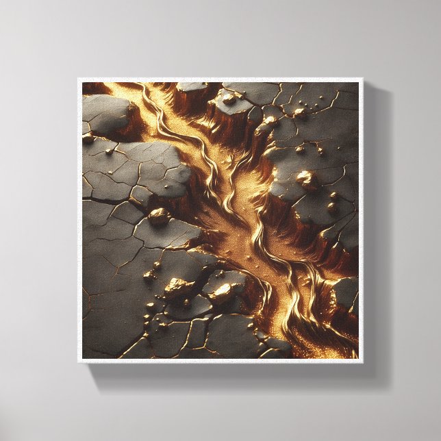 Luxury Abstract Topography - Molten Gold River Flo Canvas Print (Front)