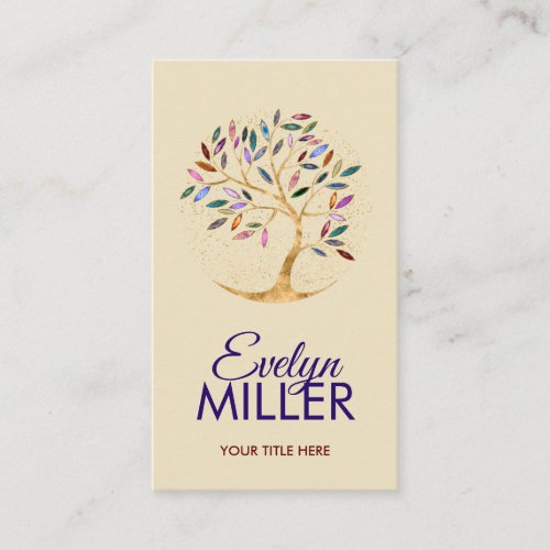 Luxury Abstract  Tree Colorful Geode Leaves  Business Card