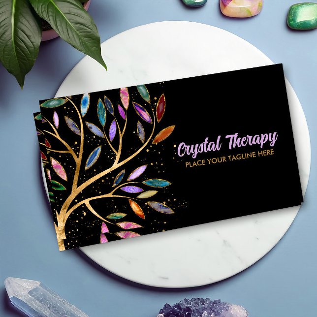Luxury Abstract  Tree Colorful Geode Leaves Business Card (Creator Uploaded)