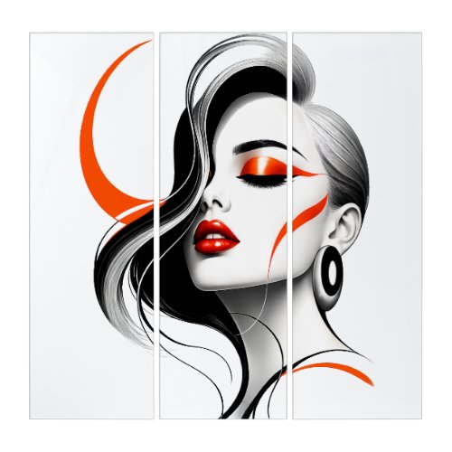 Luxury Abstract Woman Portrait Design Triptych