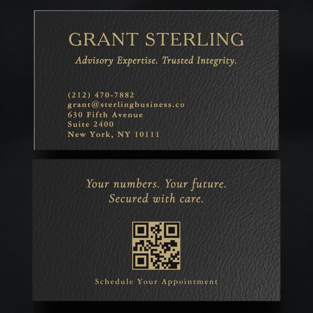 Luxury Accountant CPA Faux Leather QR Code Business Card (Creator Uploaded)