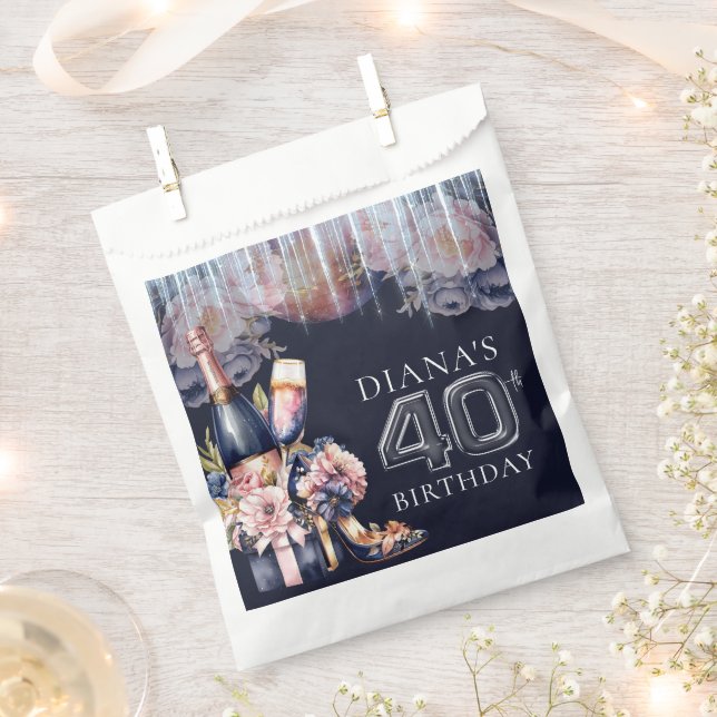 Luxury Adult Birthday 40th Personalized Favor Bag (Clipped)