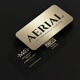 Luxury Aerial UAV Drone Pilot Black Faux Gold Business Card