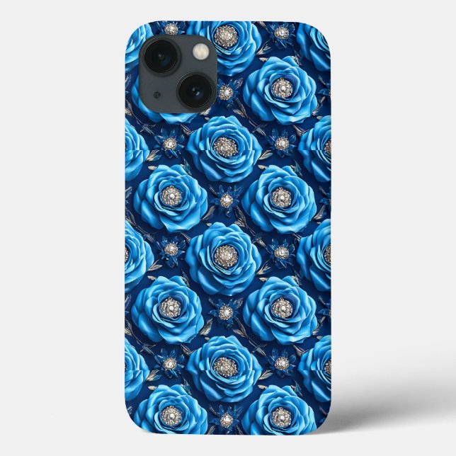 Luxury Aesthetic Blue Flower Romantic Botanical Case-Mate iPhone Case (Back)
