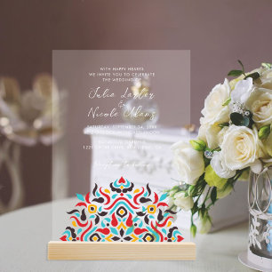 Luxury Aesthetic Geometrical Mandala Wedding Acrylic Invitations