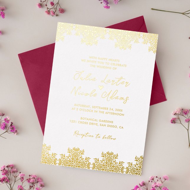 Luxury Aesthetic Geometrical Mandala Wedding Foil Invitation (Creator Uploaded)