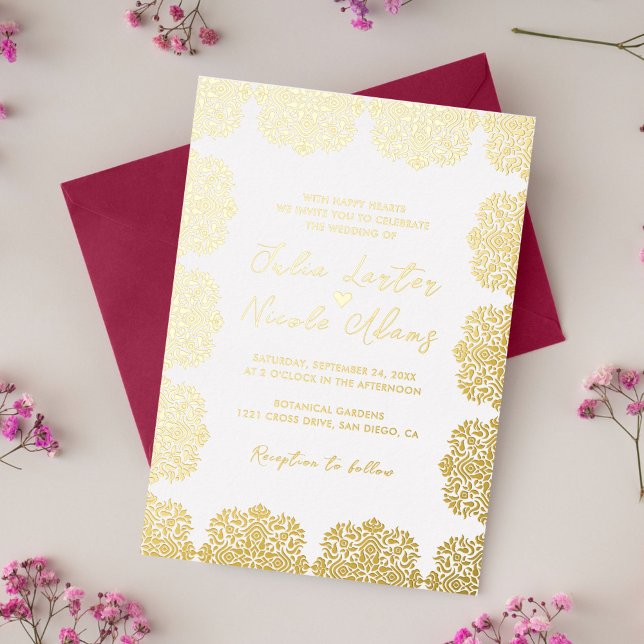Luxury Aesthetic Geometrical Mandala Wedding Foil Invitation (Creator Uploaded)