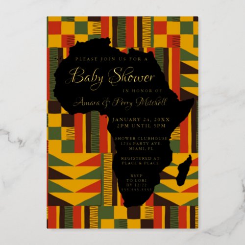 Luxury African Tribal Baby Shower Foil Invitation