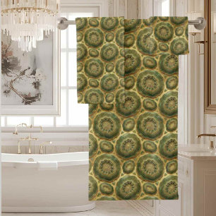 Luxury Agate Geode Towel Set - Olive Green
