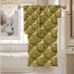 Luxury Agate Geode Towel Set - Olive Green