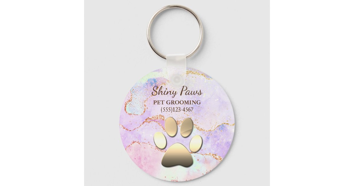 U Style Balloon Dog Glitter Rubber Keychain with Metal Keyring 