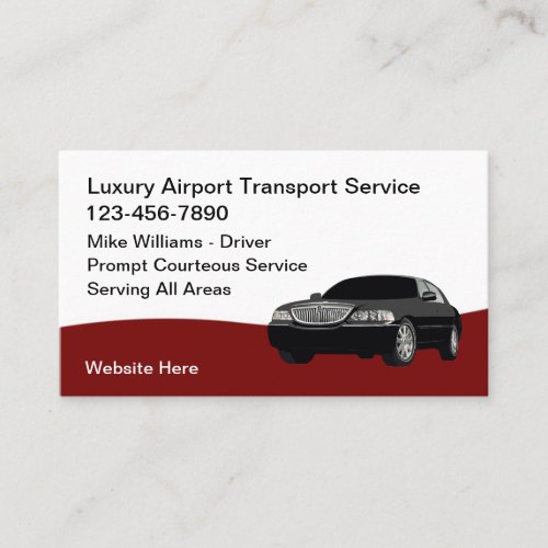 Luxury Airport Transport Taxi Car Service Business Card