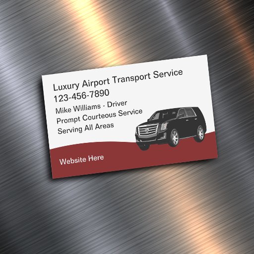 Customizable Luxury Airport Transport Taxi Service Business Card Magnet