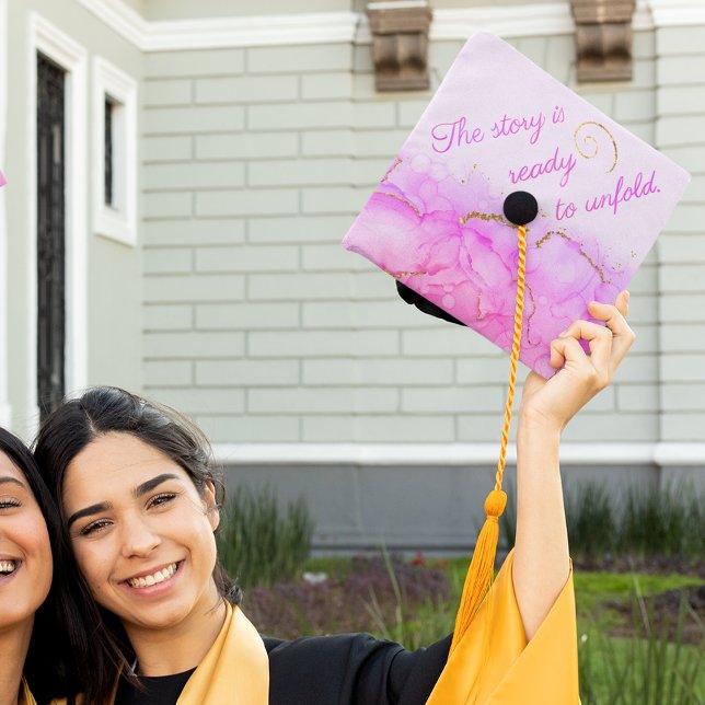 Luxury Alcohol Ink Gold Glitter Elegant Graduation Cap Topper (Creator Uploaded)