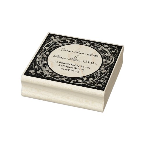Luxury Alphonse Mucha Frame Wedding Return Address Rubber Stamp