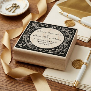 Luxury Alphonse Mucha Frame Wedding Return Address Rubber Stamp