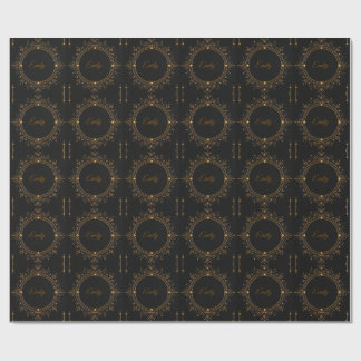 Luxury Amazigh Geometric Gold & Black Wedding Fram Wrapping Paper