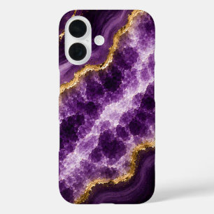 Luxury Amethyst Marble Geode iPhone 16 Case