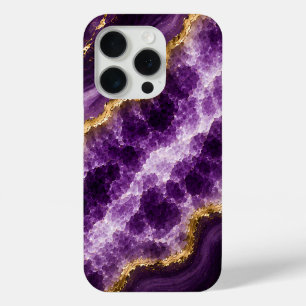 Luxury Amethyst Marble Geode iPhone 15 Pro Case
