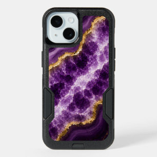 Luxury Amethyst Marble Geode iPhone 15 Case