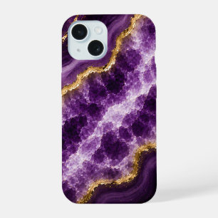 Luxury Amethyst Marble Geode iPhone 15 Case