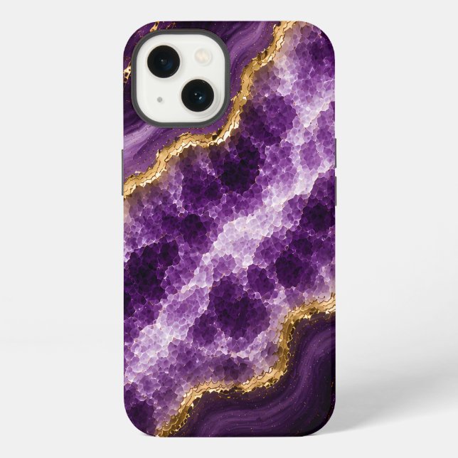 Luxury Amethyst Marble Geode Iphone Case (Back)