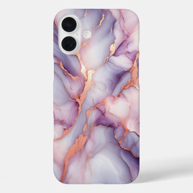 Luxury Amethyst Purple Marble Case - Elegant Rose  (Back)