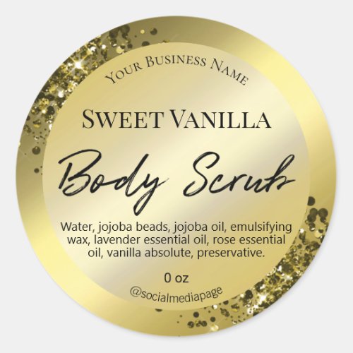Luxury And Glam Gold Body Scrub Labels