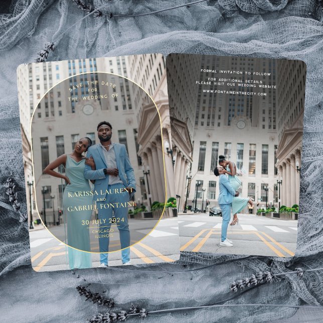 Luxury and Minimal Photo Save The Date Foil Invitation (Creator Uploaded)