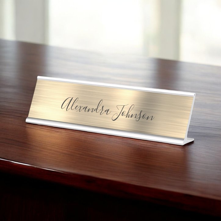 Luxury And Professional Gold Foil Modern Desk Name Plate