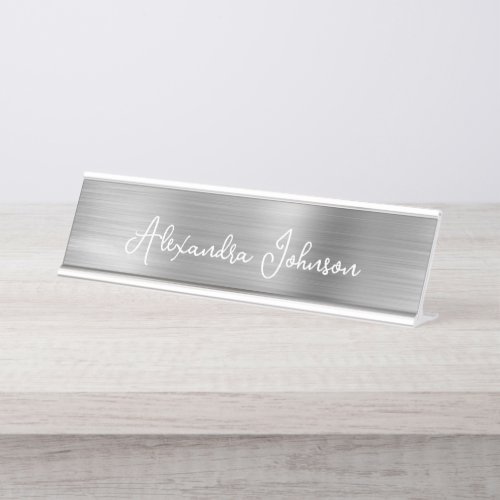 Luxury and Professional Silver Foil Modern Desk Name Plate