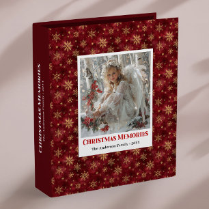 Luxury Angel Red Gold Christmas Memory Album 3 Ring Binder