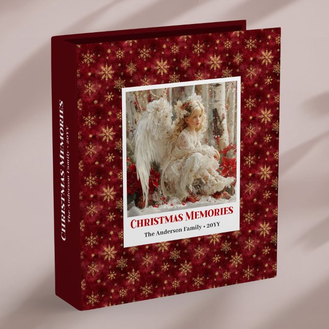 Luxury Angel Red Gold Editable Christmas Memory   3 Ring Binder (Luxury Angel Red Gold Editable Christmas Memory Album

)