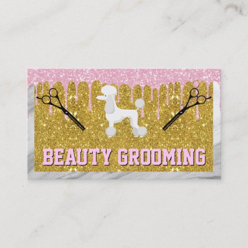 Luxury Animal Grooming  Glitter Drip  Poodle Business Card