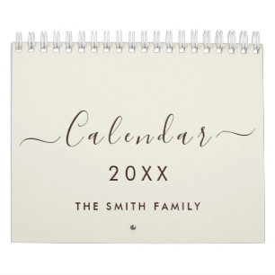 Luxury Antique Linen 2027 Script Customized Name Calendar