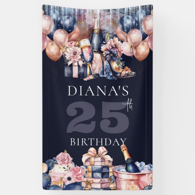 Luxury Any Year Birthday Personalized  Banner (Vertical)