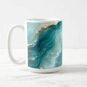Luxury Aqua Agate Marble with Gold Veins Coffee Mug