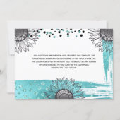 Luxury aqua gray confetti glitter sunflower party invitation (Back)