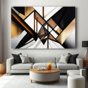 Luxury Art Abstract Geometric Wood and Gold Poster
