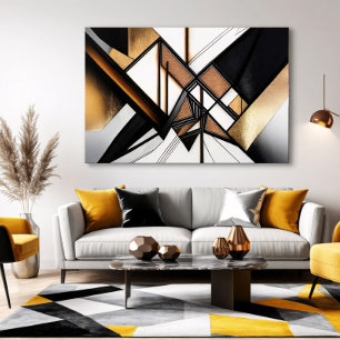 Luxury Art Abstract Wood and Gold Acrylic Art Canvas Print
