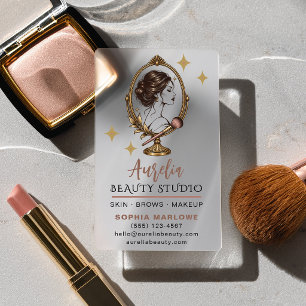 Luxury Art Deco Beauty Atelier Mirror Clear Business Cards