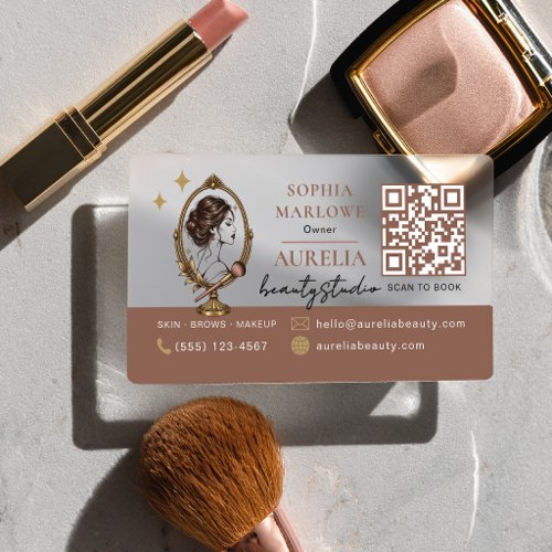 Luxury Art Deco Beauty Atelier Mirror Clear Business Cards