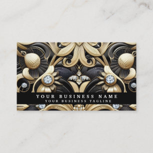 Luxury Art Deco Black Gold Diamond Business Cards