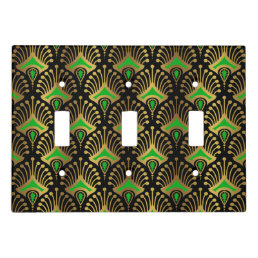 Luxury Art Deco Design with Black, gold and green Light Switch Cover