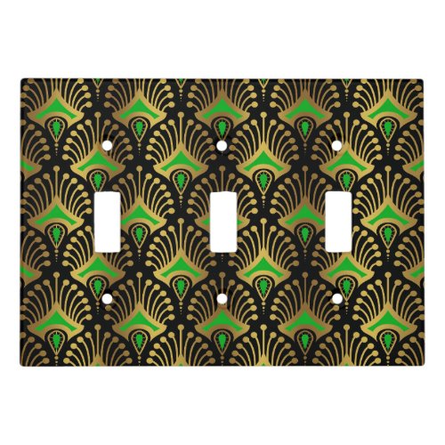 Luxury Art Deco Design with Black gold and green Light Switch Cover