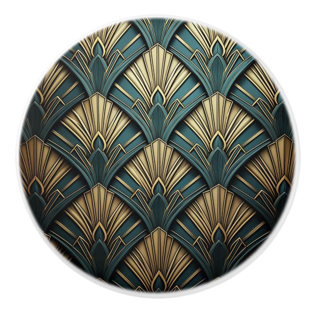 Luxury Art Deco Fan Design Ceramic Knob (Front)