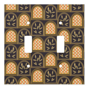 Luxury Art Deco Geometric Floral Seamless Pattern Light Switch Cover