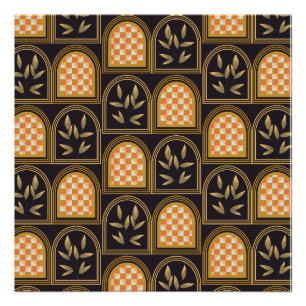 Luxury Art Deco Geometric Floral Seamless Pattern  Poster
