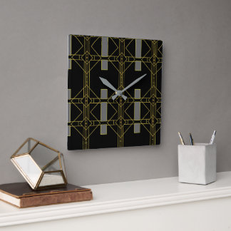 luxury art deco  square wall clock