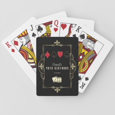 Luxury Art Deco Vegas Casino Royale 40th Birthday  Playing Cards